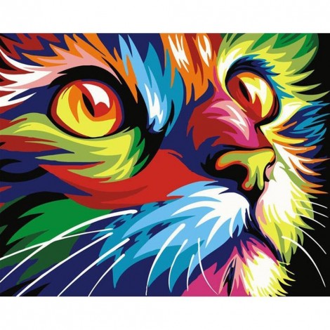 Colorful Cat - Full Round Diamond Painting(35*45cm)