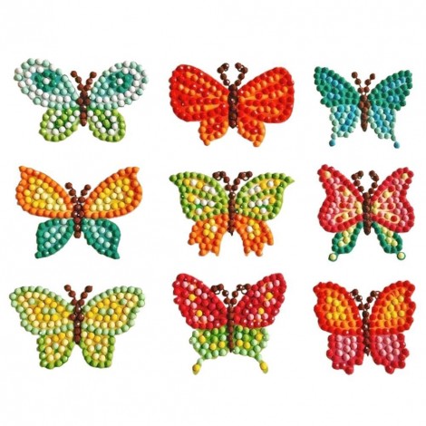 DIY Full Drill Round Butterfly Diamond Painting Cartoon Stickers